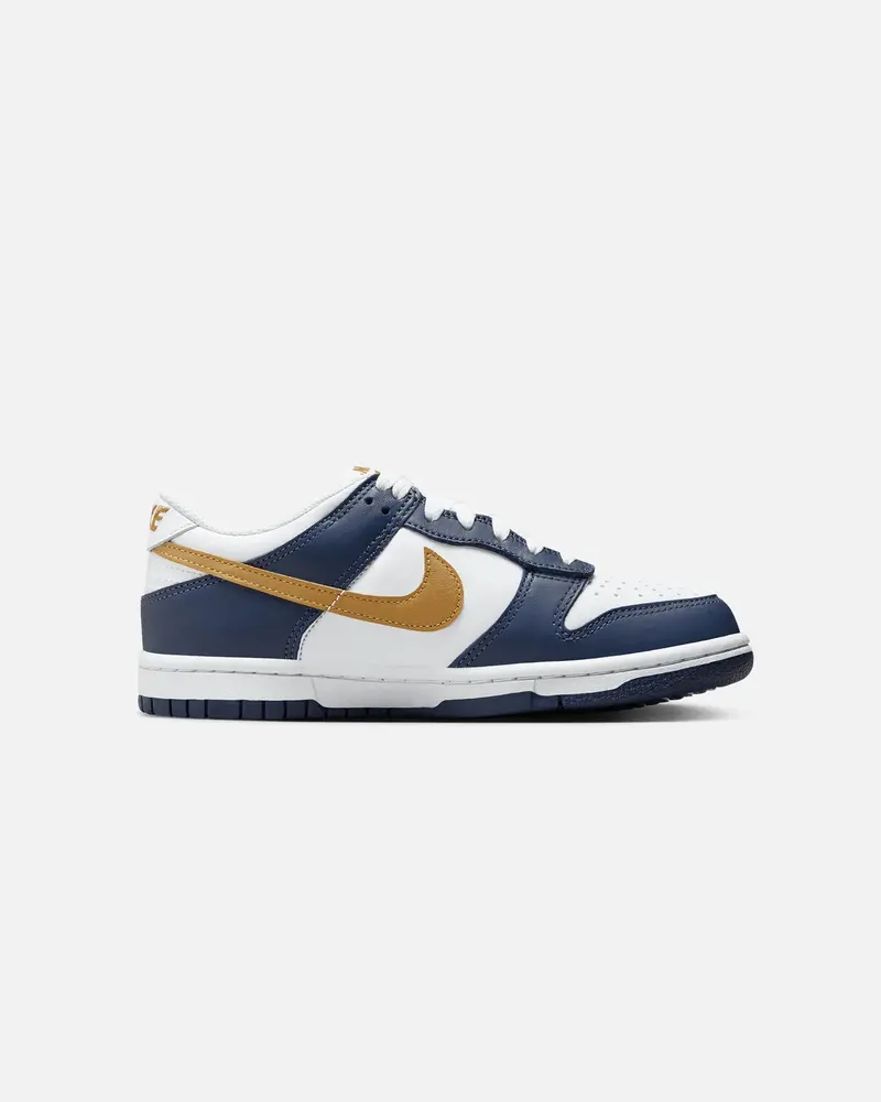 Nike Kids' Dunk Low (Gs) White/Wheat-Midnight Navy 4