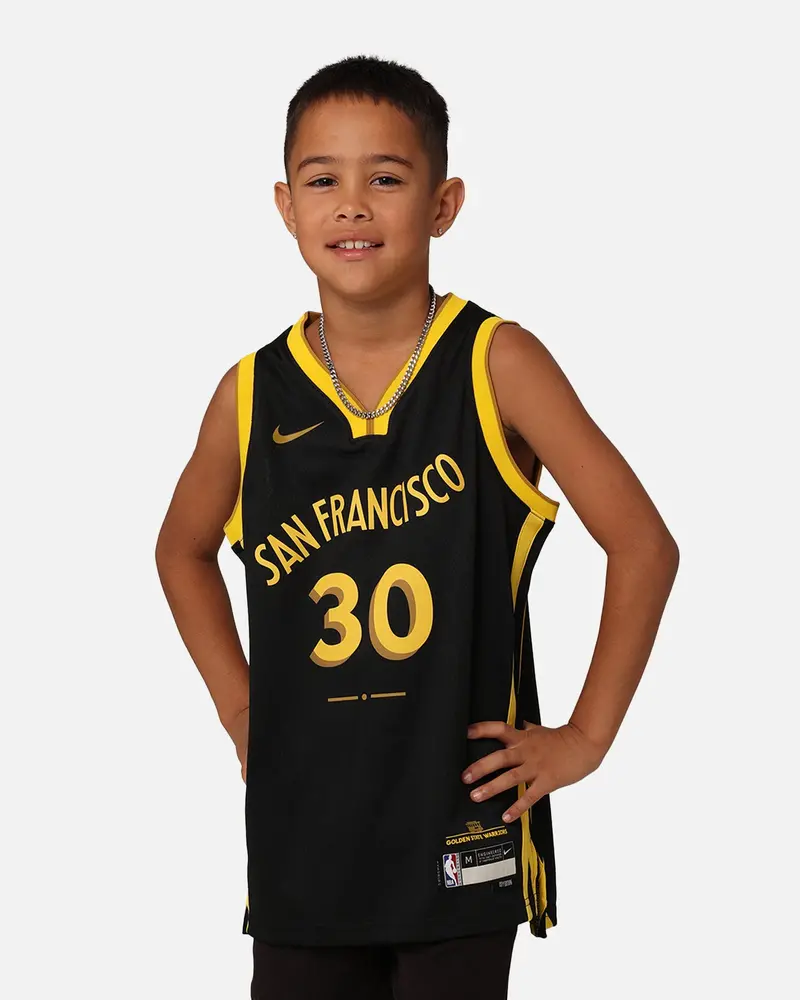Nike Kids' Golden State Warriors Steph Curry City Edition 2023/24 Swingman Jersey Black 1