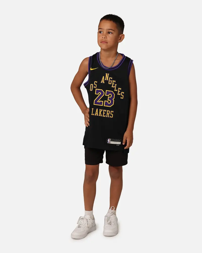Nike Kids' Los Angeles Lakers Lebron James City Edition 2023/24 Swingman Jersey Black 3
