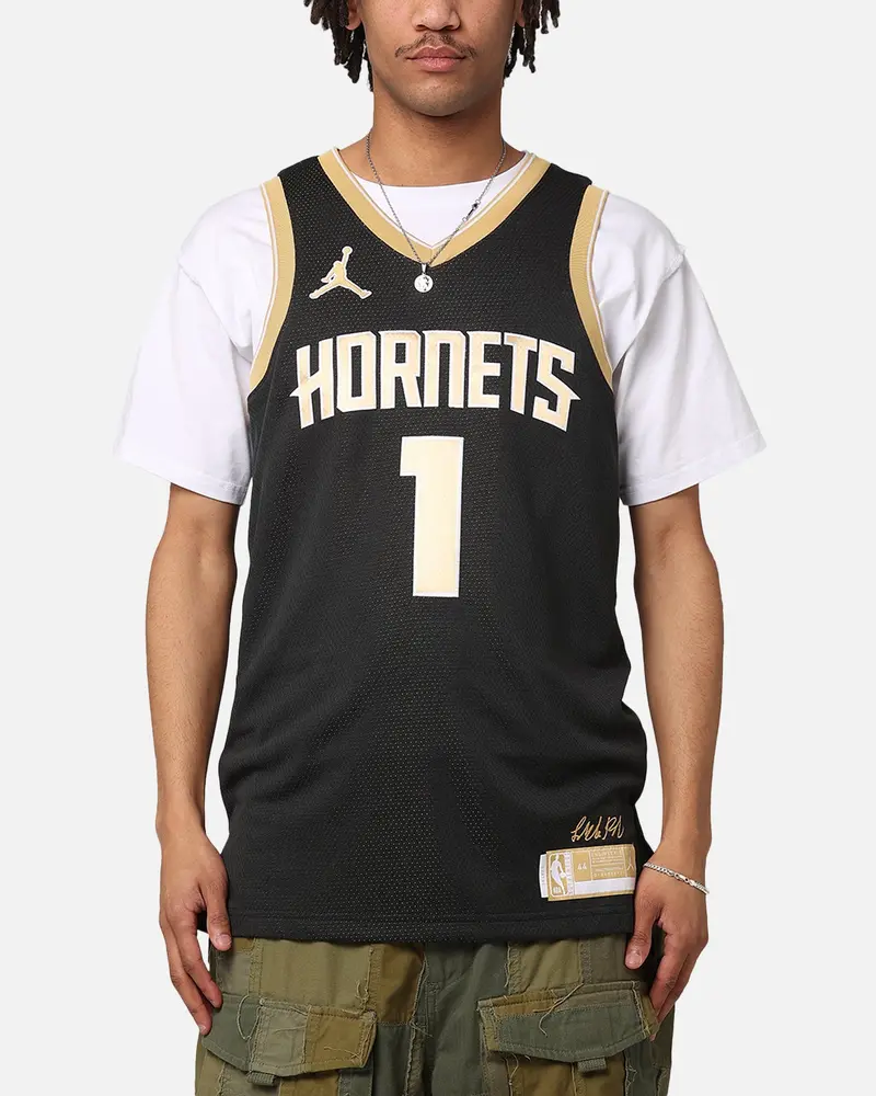 Nike Lamelo Ball Charlotte Hornets Dri-Fit 2024 Select Series Jersey Black/Gold 1