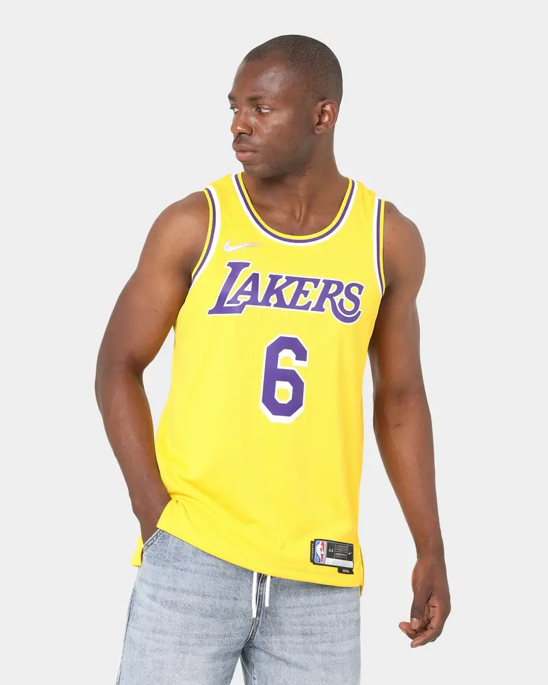 Nike Los Angeles Lakers Lebron James 75Th Anniversary #6 Icon Swingman Jersey Amarillo/Field 1
