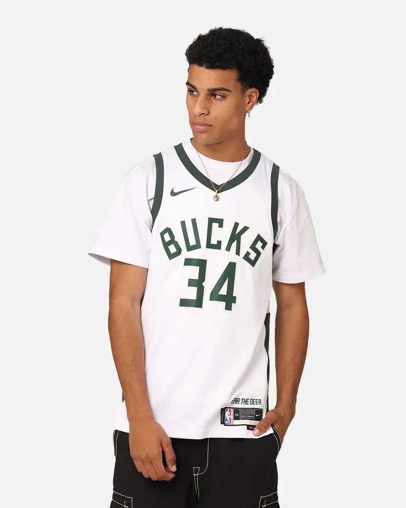 Nike Milwaukee Bucks Giannis Antetokounmpo Dri-Fit Swingman Jersey White 1