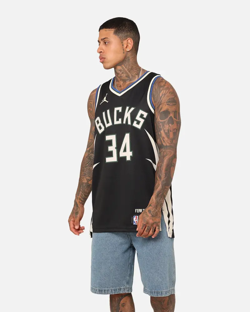 Nike Milwaukee Bucks Giannis Antetokounmpo Statement Edition Dri-Fit Nba Swingman Jersey Black 1