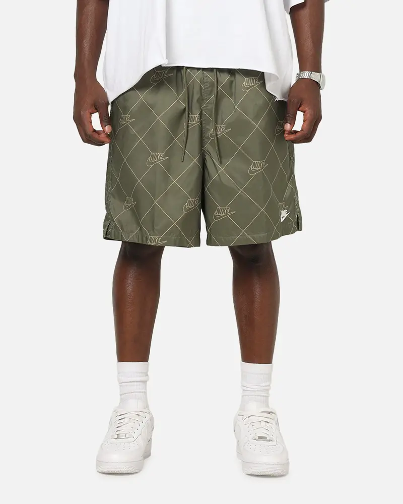 Nike Sportswear Club Woven Flow Shorts Medium Olive/White 1