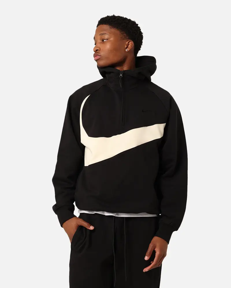 Nike Swoosh Fleece Half-Zip Hoodie Black/Coconut Milk 1