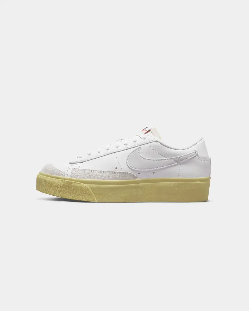 Nike Women's Blazer Low Platform Shoes White/White-Lemon 1