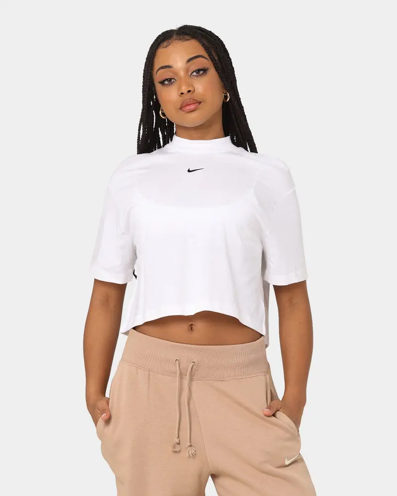 Nike Women's Nike Sportswear Essential Mock Boxy T-Shirt White/Black 1