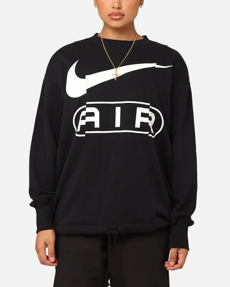 Nike Women's Sportswear Air Over-Oversized Fleece Crewneck Black/White 1