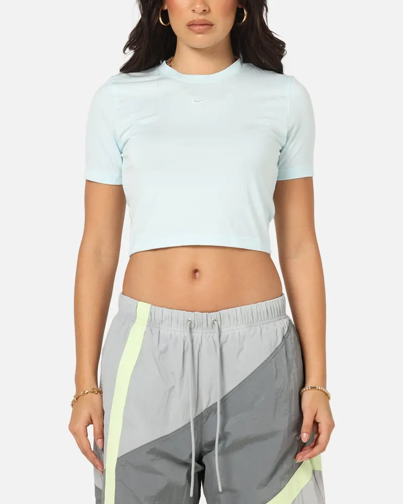 Nike Women's Sportswear Essential Slim Cropped T-Shirt Glacier Blue/White 1