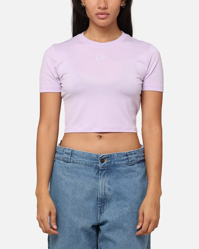 Nike Women's Sportswear Essential Slim Cropped T-Shirt Violet Mist/White 1