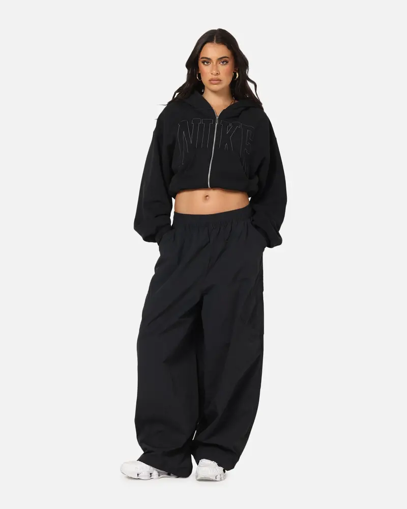 Nike Women's Sportswear Full-Zip Cropped French Terry Hoodie Black 1