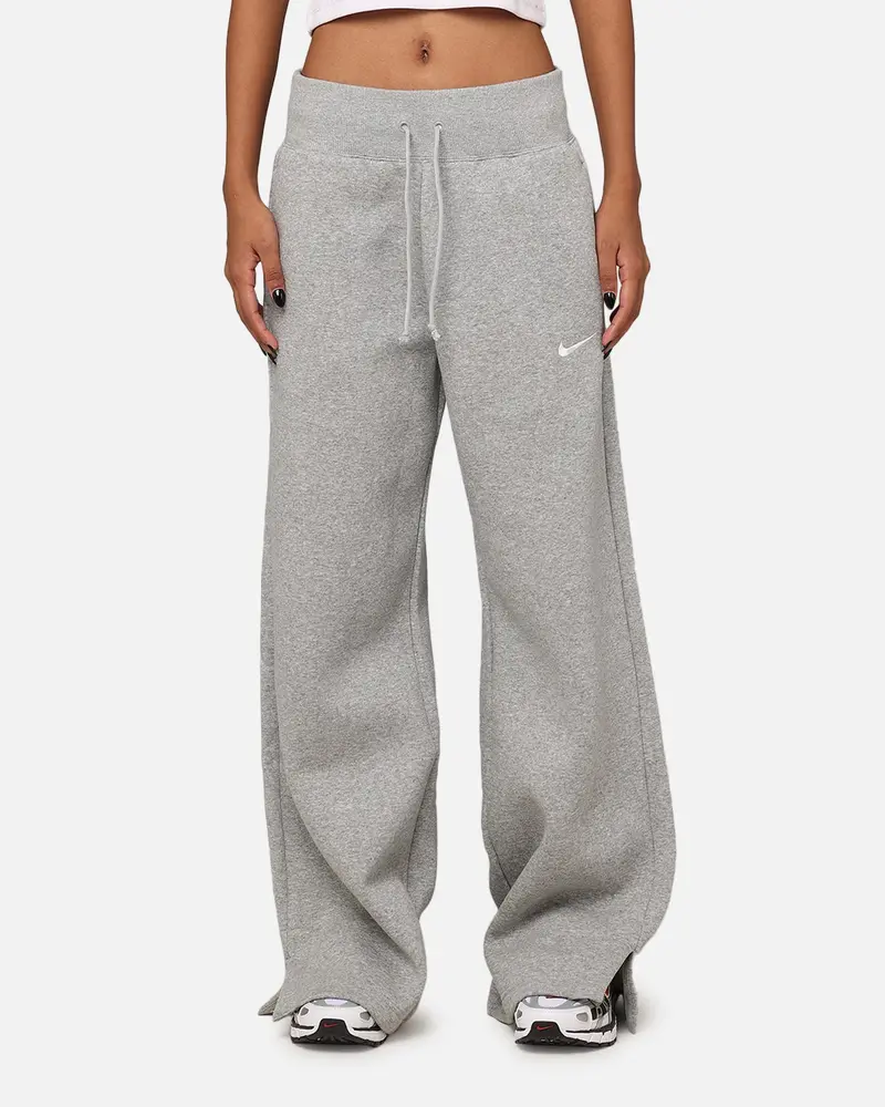 Nike Women's Sportswear Pheonix Fleece High Waisted Wide Leg Sweat Pants Dark Grey Heather 1