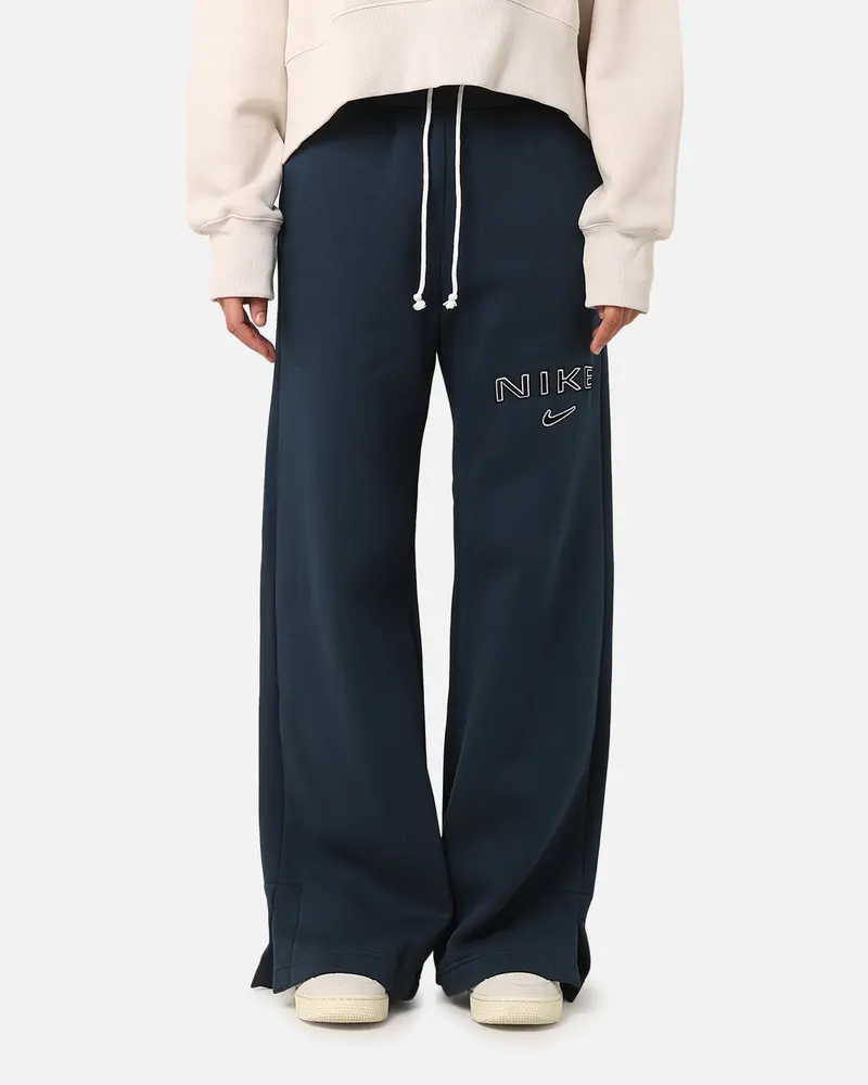 Nike Women's Sportswear Pheonix Fleece Wide Leg Logo Pants Armory Navy 1