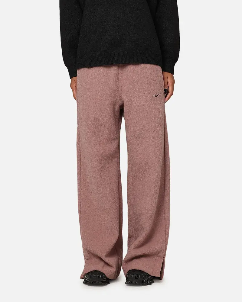 Nike Women's Sportswear Pheonix Plush High Waisted Wide Leg Cody Fleece Pants Smokey Mauve/Black 1