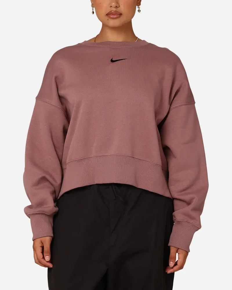 Nike Women's Sportswear Phoenix Fleece Crewneck Smokey Mauve/Black 1