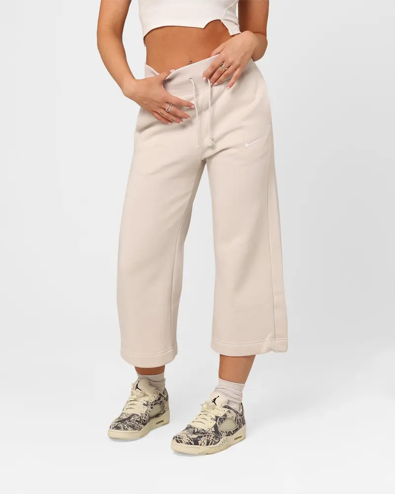 Nike Women's Sportswear Phoenix Fleece High Rise Cropped Sweatpants Light Orewood Brown 1
