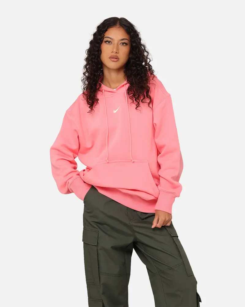Nike Women's Sportswear Phoenix Fleece Oversized Pullover Hoodie Coral Chalk/Sail 1