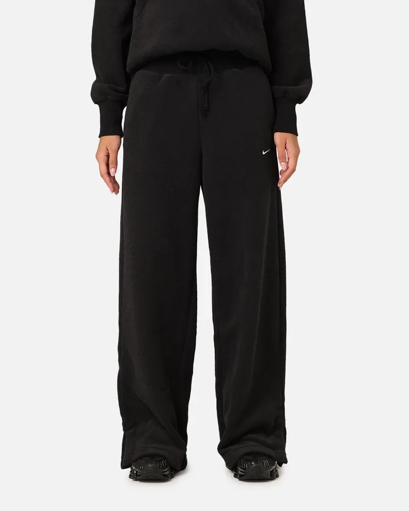 Nike Women's Sportswear Phoenix Plush High-Waisted Wide-Leg Cosy Fleece Pants Black/Sail 1