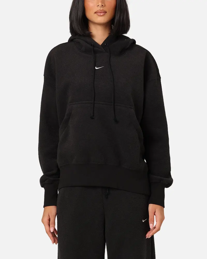 Nike Women's Sportswear Phoenix Plush Oversized Cosy Fleece Hoodie Black/Sail 1