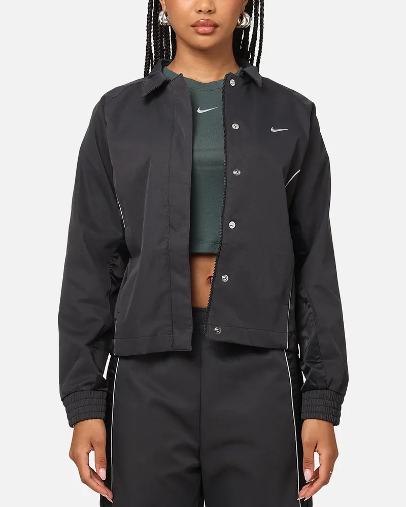 Nike Women's Sportswear Woven Full Zip Jacket Black/Black 1