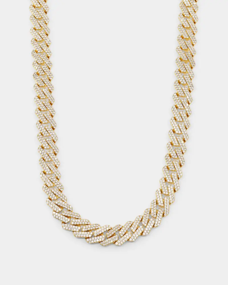 Nxs 18" 14Mm Iced Interlink Chain Iced Gold 2