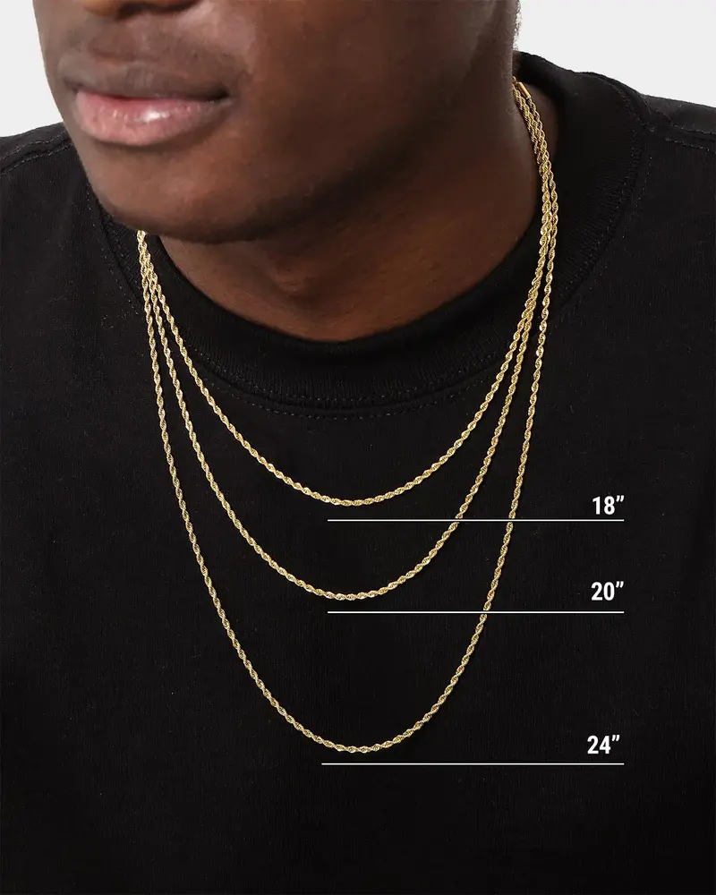 Nxs 2Mm Rope Necklace Gold 3