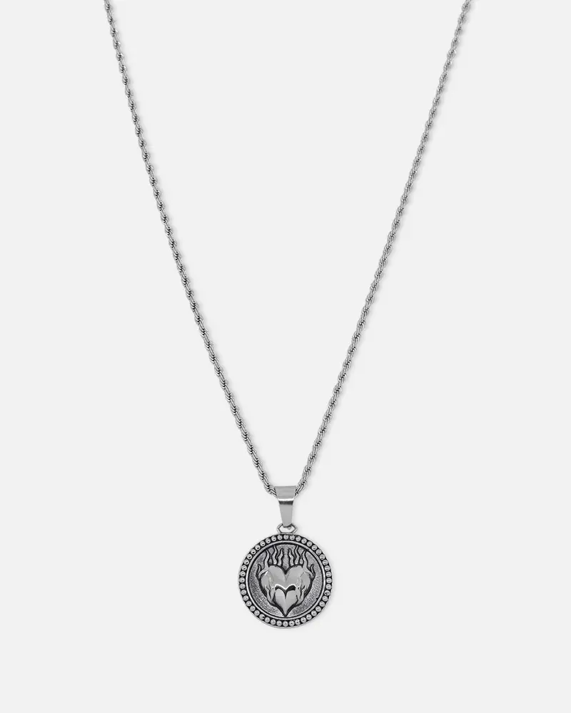 Nxs Burning Heart Necklace White Gold 1