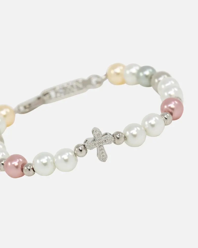 Nxs Coloured Cross Pearl Bracelet Multi/White 1