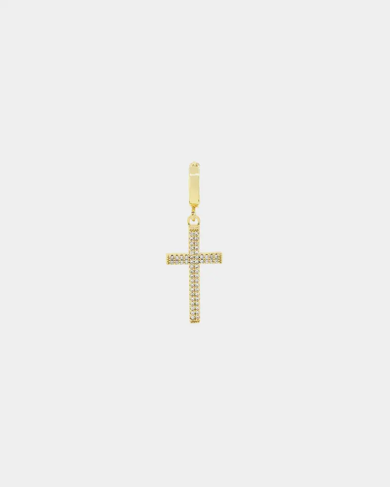 Nxs Cross Earring Iced Gold 1