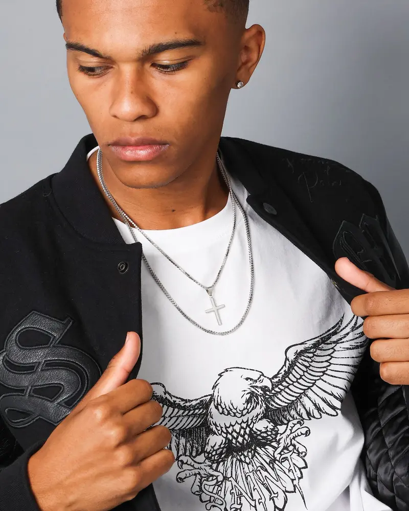 Nxs Double Cross Chain White Gold 1