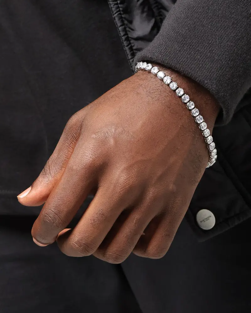 Nxs Round Cut Tennis Bracelet Iced White Gold 1