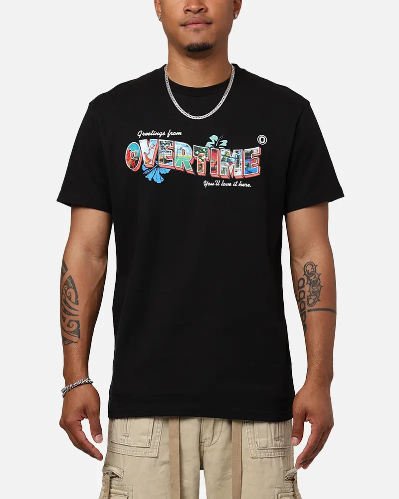 Overtime Greetings T-Shirt Black 1