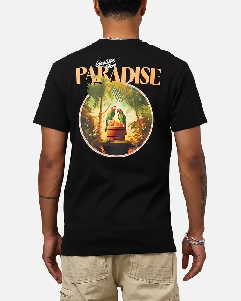Overtime Paradise Parrots T-Shirt Black 1