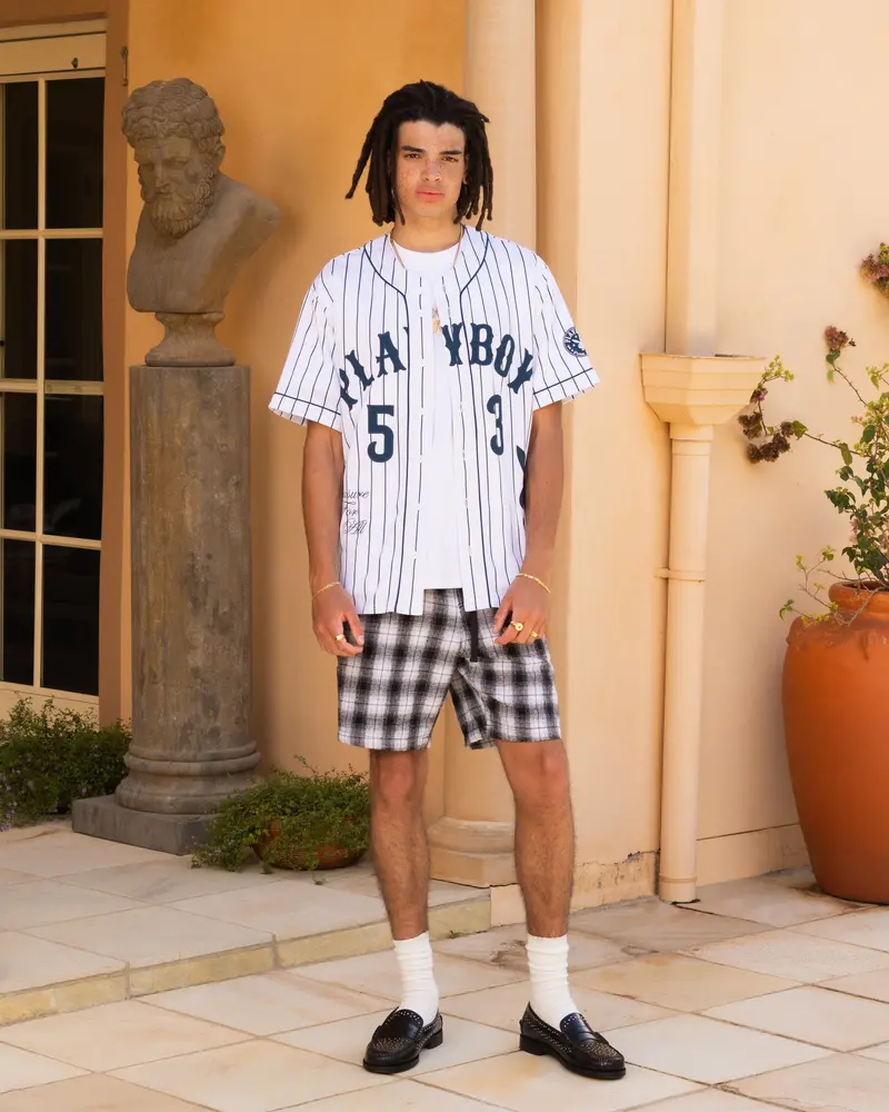 Playboy By Culture Kings Bunny Baseball Shirt Jersey White/Navy 1