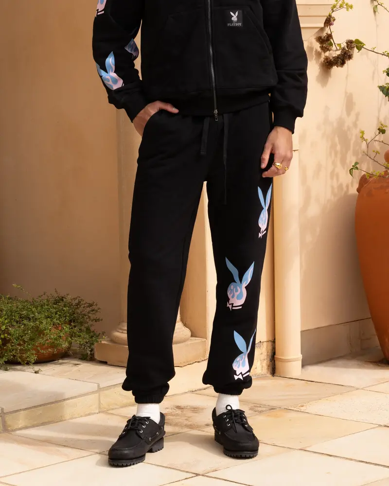 Playboy By Culture Kings Lit Bunny Track Pants Black 1
