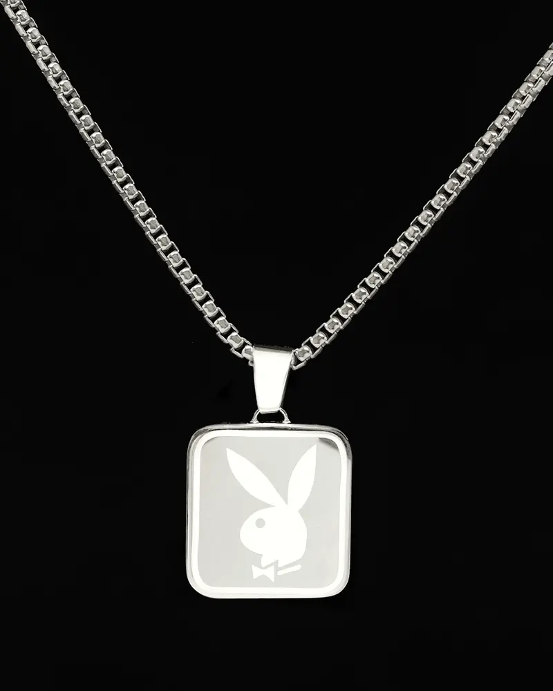 Playboy By House Of Auric Playboy Square Pendant Sterling Silver 1