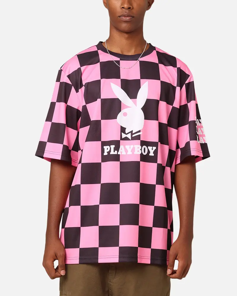 Playboy Checkered Soccer Jersey Pink/Black 1