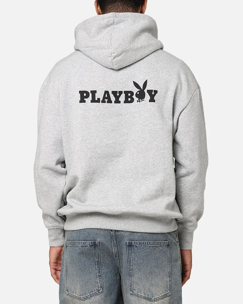 Playboy Logo Bunny O Hoodie Grey Marle 1