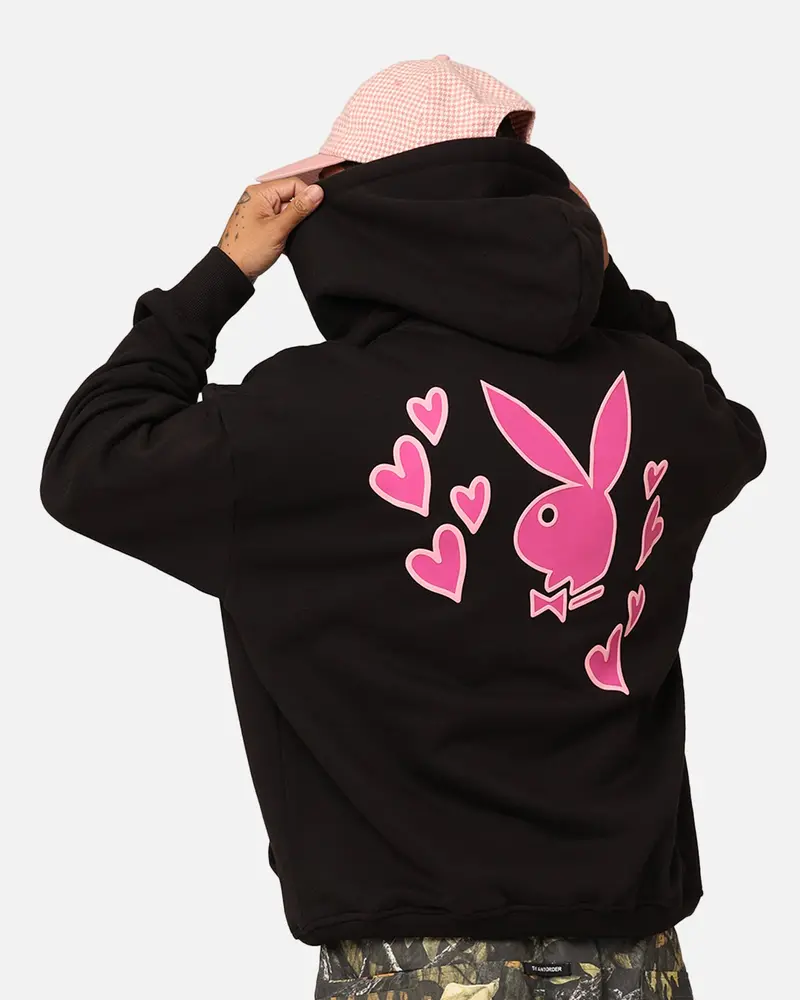 Playboy Pb Heart Hoodie Black 1