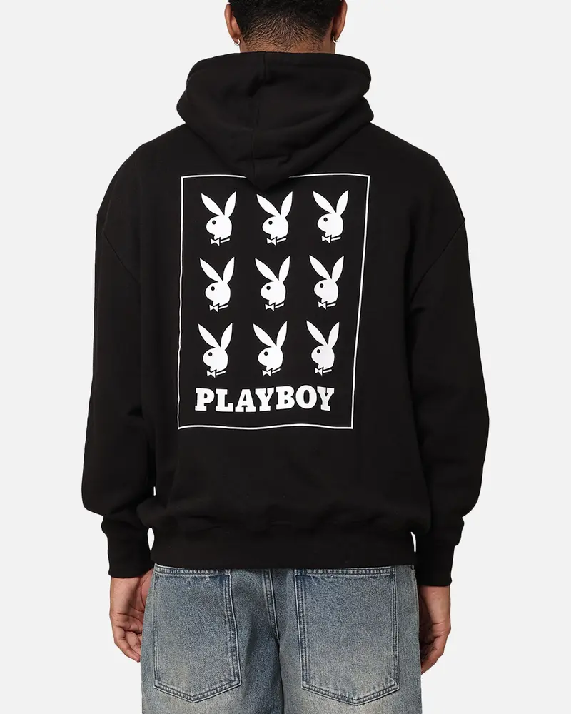 Playboy Repeat Bunny Stack Hoodie Black 1