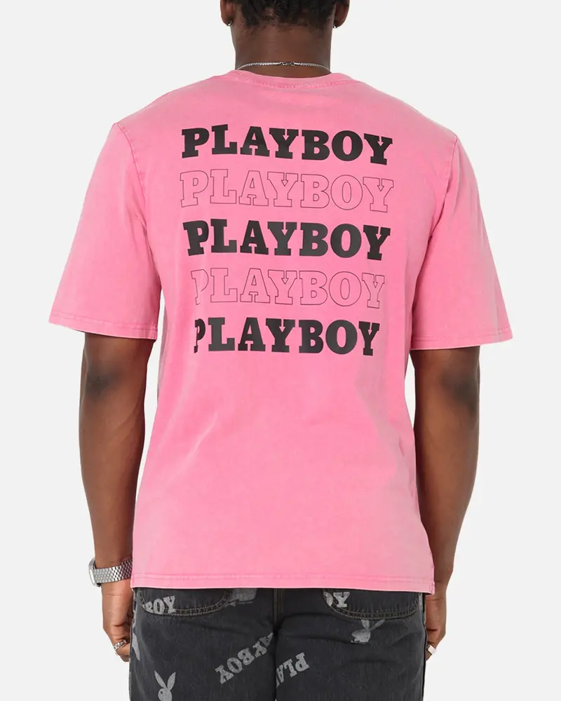 Playboy Stack Washed T-Shirt Washed Raspberry 1
