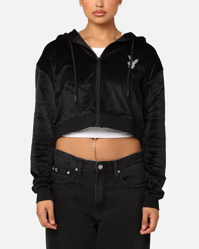 Playboy Women's Bunny O Velour Jacket Black 1