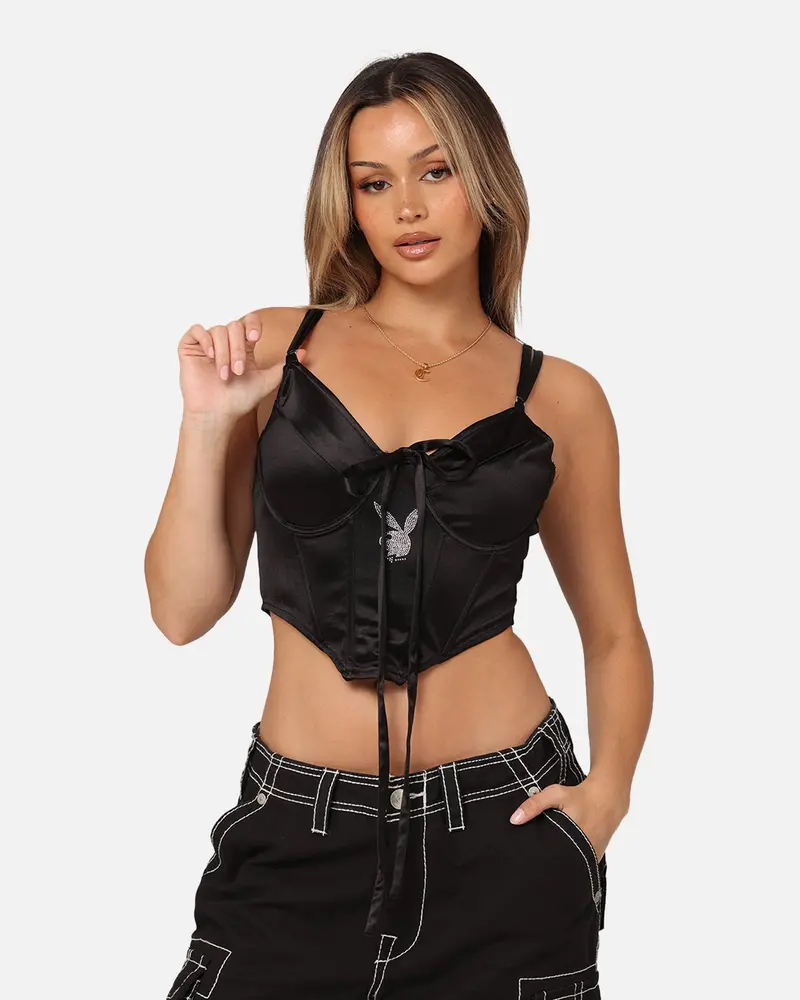 Playboy Women's Monochrome Corset Top Black 1