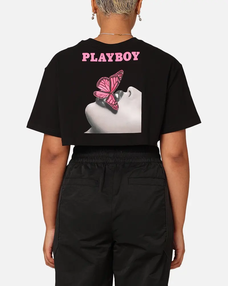 Playboy Women's Smu Cropped T-Shirt Black 1