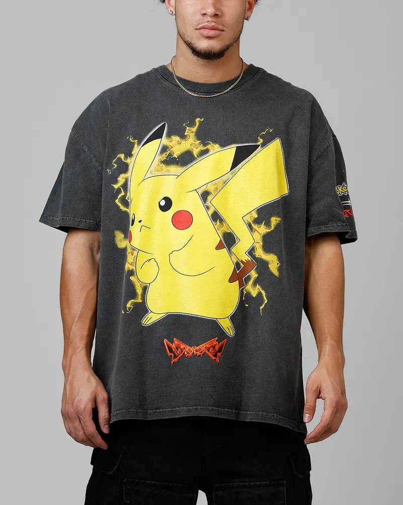 Pokémon By Loiter Pikachu Heavyweight T-Shirt Black Wash 1