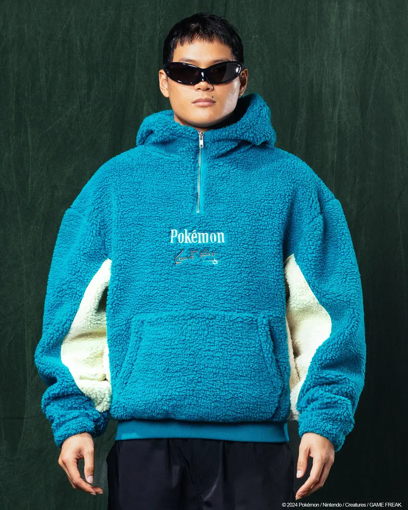 Pokémon By Loiter Snorlax Sherpa Hoodie Green/Off White 1