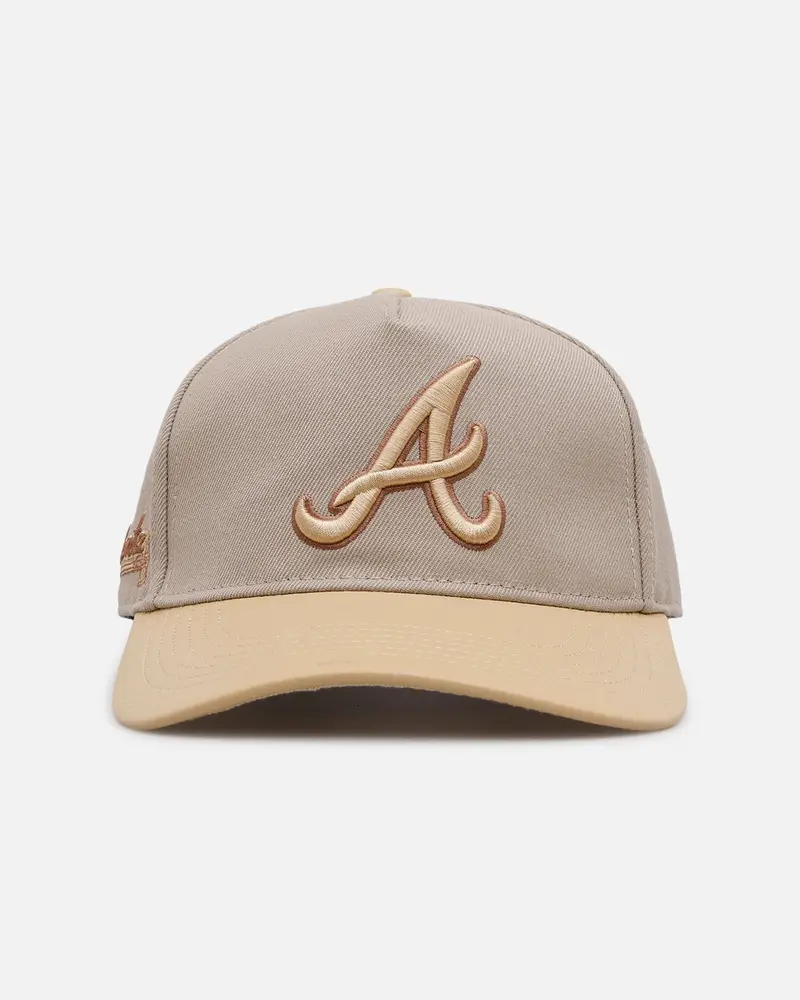 Pro Standard Atlanta Braves 'Gramercy' Pinch Front Strapback Taupe 1