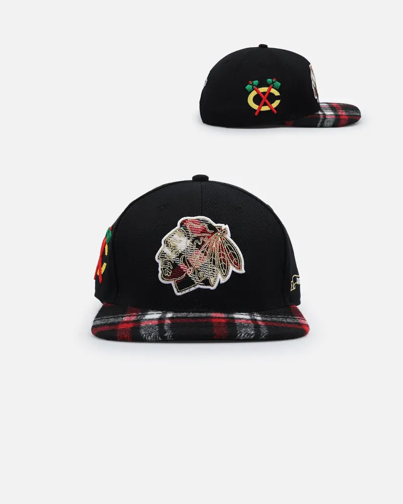 Pro Standard Chicago Blackhawks Pro Prep Plaid Snapback Black 1