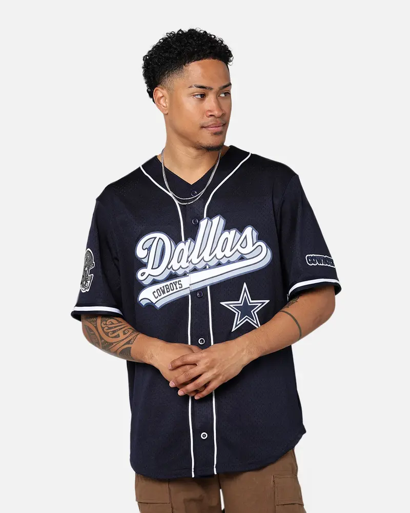 Pro Standard Dallas Cowboys Mesh Button Down Jersey Midnight Navy 1