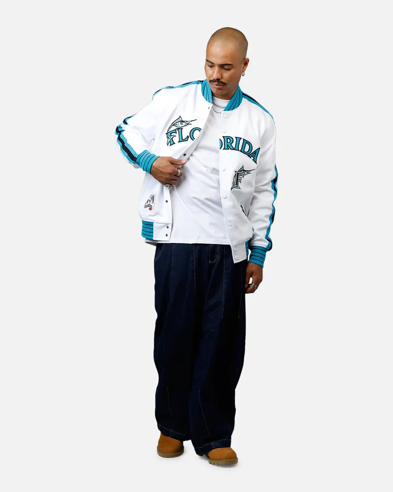 Pro Standard Florida Marlins Double Knit Jacket White 3